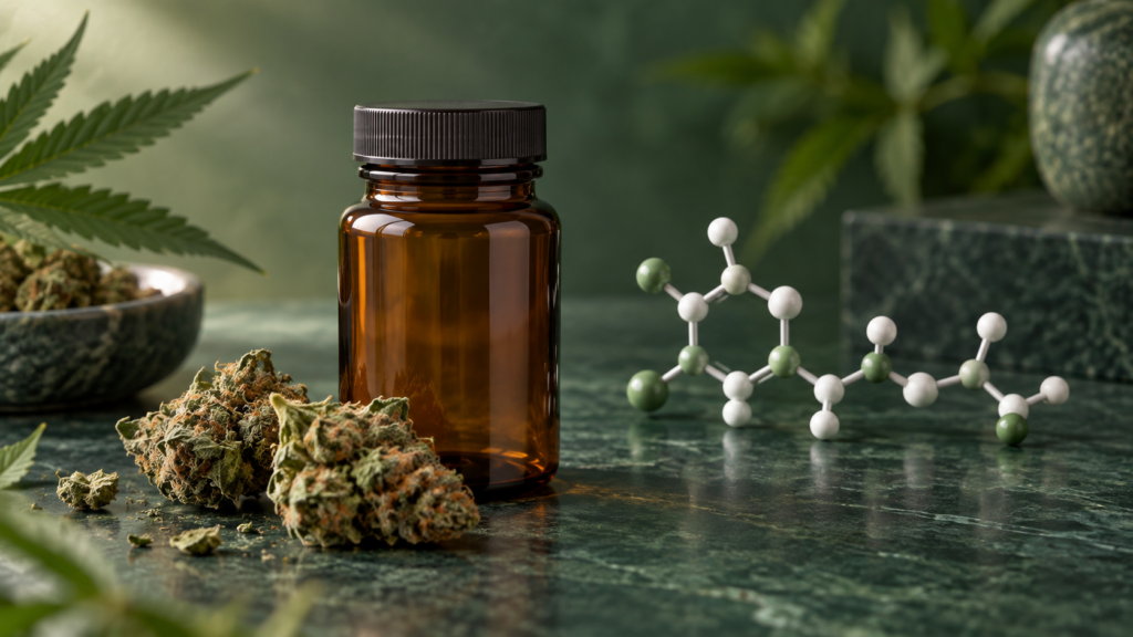 What is CBN cannabis guide with cannabinol label and sealed product